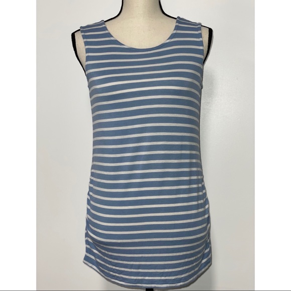 Loveappella Maternity Tank Top Blue Stripes Size S - Picture 2 of 7